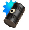 Decorative black barrel featuring a striking blue star design