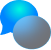 A blue and gray sphere with a speech bubble, representing communication and interaction.