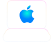 White laptop with blue apple logo