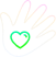A hand with a green heart symbolizes love and compassion.