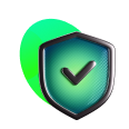Green check mark on shield. Symbol of approval and success.