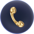Gold phone icon on black background