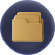 A gold folder icon, representing a file storage system, with a shiny and luxurious appearance.