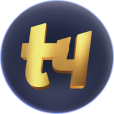 Golden T4Trade logo on black background