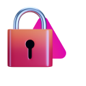 A lock with a pink triangle, symbolizing security