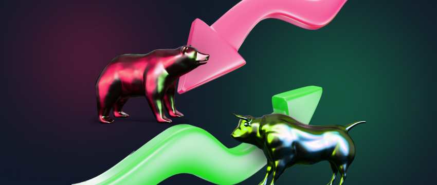 Bear and bull symbols, iconic representations of the fluctuating trends in the exciting world of trading Forex online.