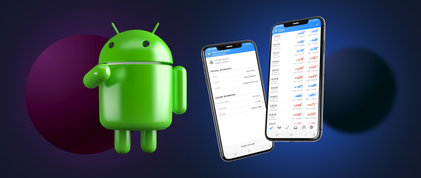Stay connected with the Forex market on your mobile via the MT4 platform, powered by Android.
