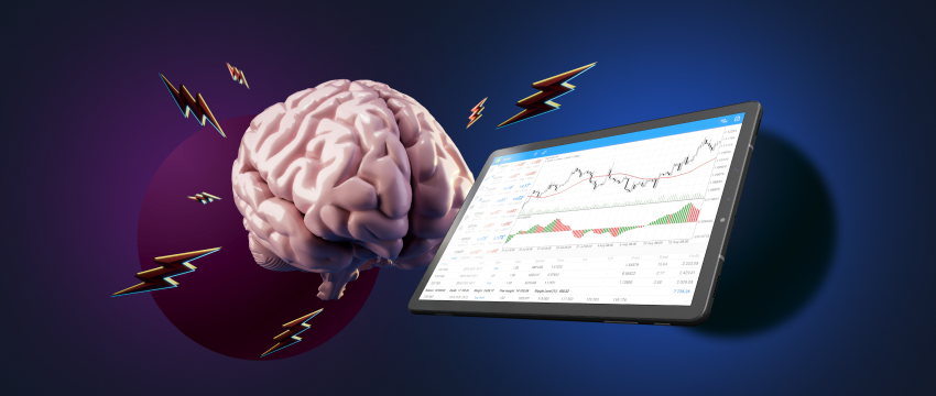 A laptop, a brain, and the intricate interplay of trading emotions that influence decisions and outcomes in the financial markets.