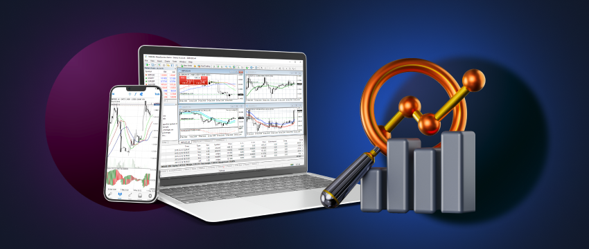 A laptop and a mobile device featuring forex data and charts, highlighting the application of technical analysis.