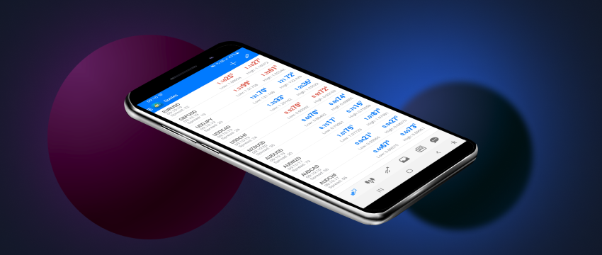 A mobile device displaying live forex data through a trading app, providing real-time market insights and analysis.