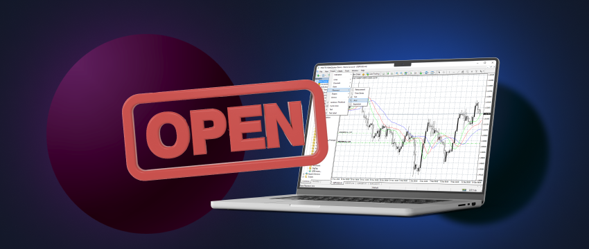 Laptop with investment tracking software and open sign.