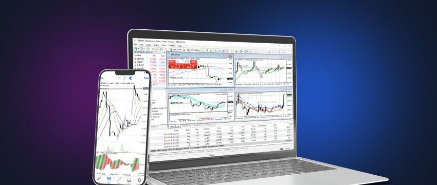 A laptop and a mobile device, displaying forex data to assist beginners