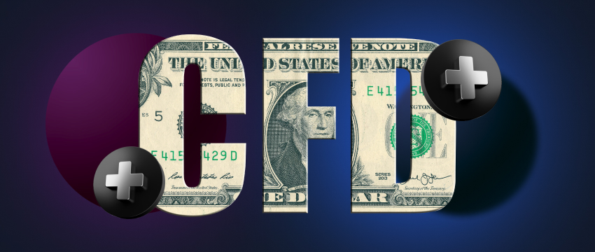 The word cfd is spelled out on a blue background for a cfd beginner trader.	