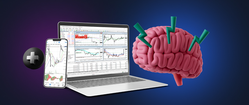 A laptop and a mobile with creatively presented CFD trading data to assist beginner traders.