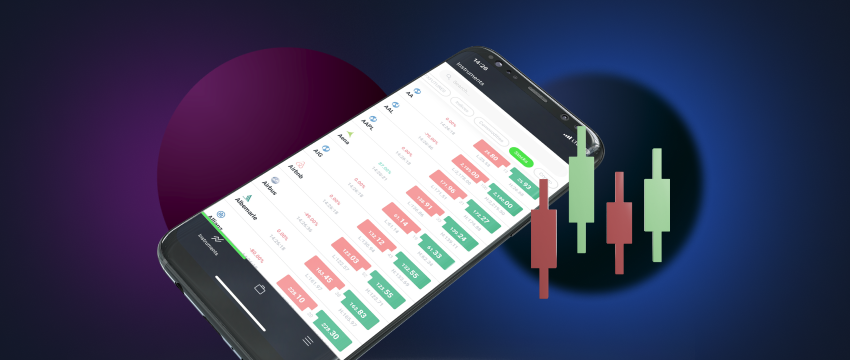 Stock chart for a specific company or stock market index on a smartphone screen