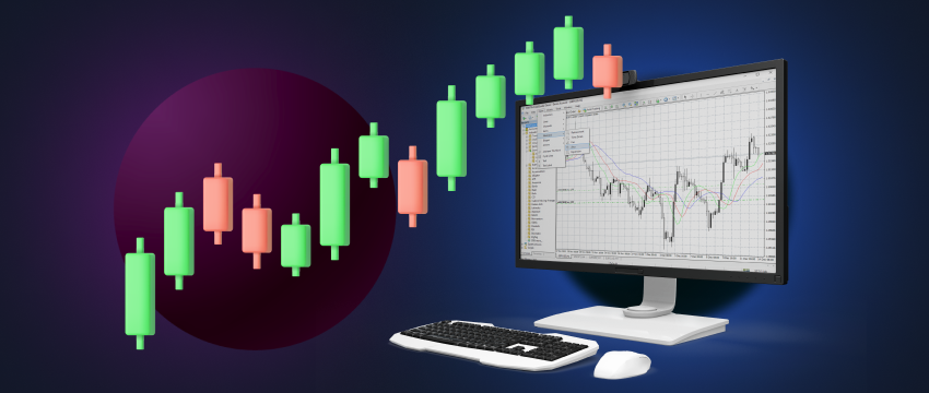 Computer monitor with a chart of stock prices and other financial data