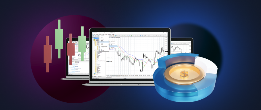 A successful forex trader skillfully engages in trading on a laptop and desktop, utilizing the MT4 platform on both mobile and desktop devices.