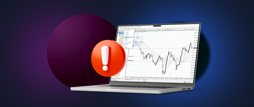 A laptop displaying a forex trading platform, highlighting common mistakes made by traders in the forex market