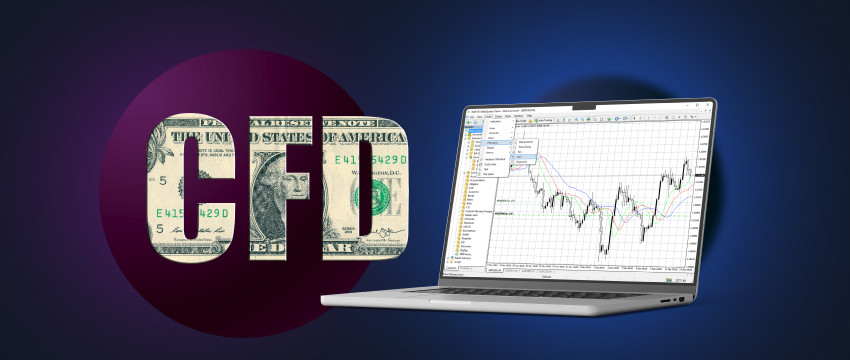  A sleek laptop displaying a trading platform with CFD and MT4 charts