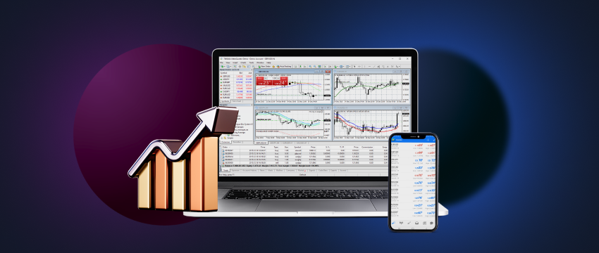 Devices with forex trading software, showing cfd data