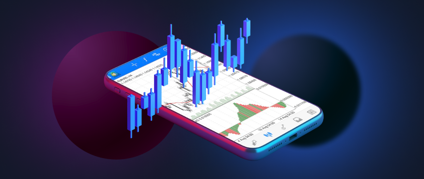 A mobile device showcasing MT4 trading app, enabling users to trade on their phones easily and conveniently.