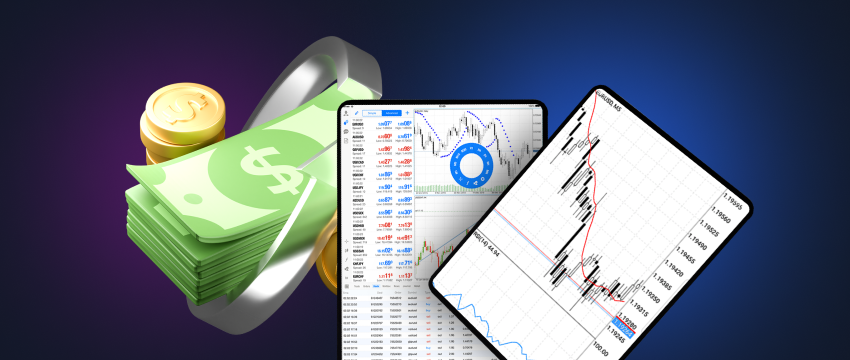 Vista de una tablet con una app de trading de forex para Android, con herramientas de CFD y MT4 para un comercio eficaz.
