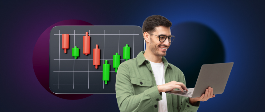 Un homme professionnel analyse un graphique sur son ordinateur portable, démontrant ses compétences avec la plateforme de trading MetaTrader 4.
